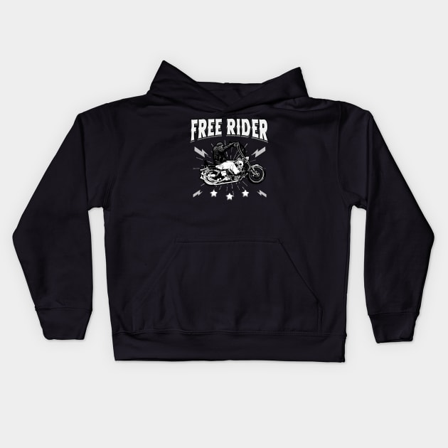 Free Rider vintage Motorbike Biker Gift Kids Hoodie by Foxxy Merch